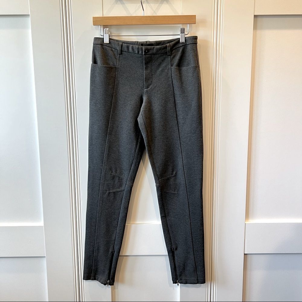 ATM Stretch Knit Pants Grey Slim Moto Charcoal Zip Ankle Size 4